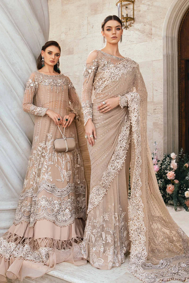 Maria B Mbroidered  Embroidered Suit Unstitched 3 Piece BD-2808-SKIN BEIGE-DEFAULT D-01 - Luxury Collection