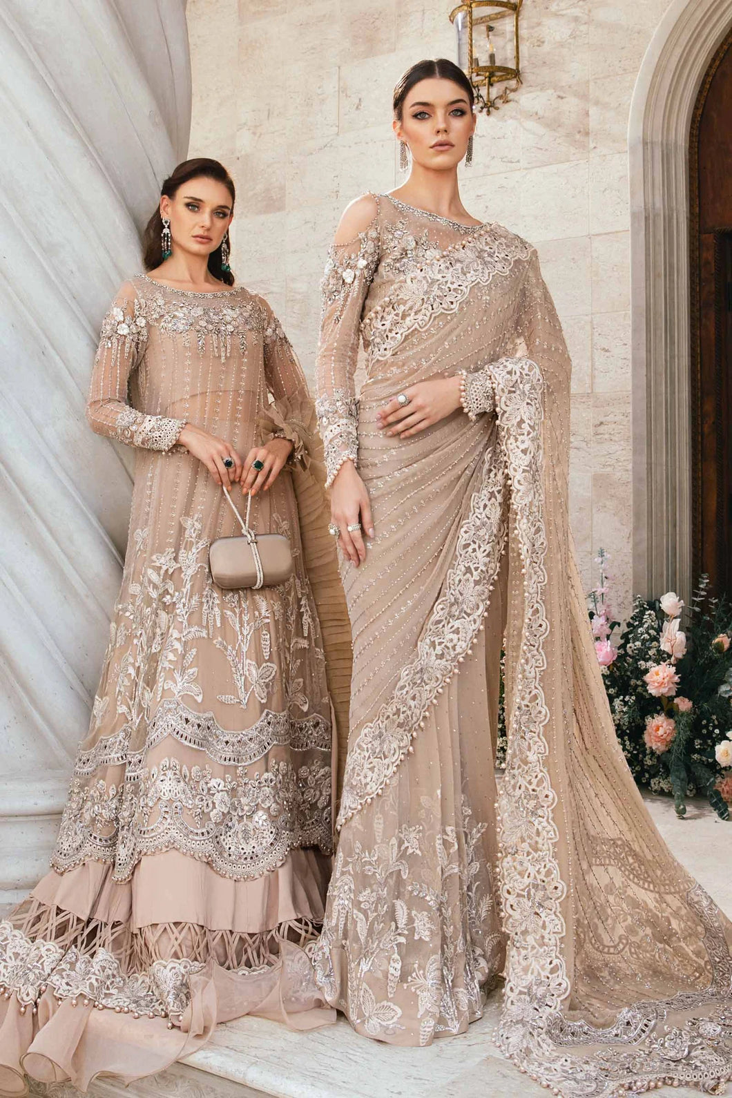 Maria B Mbroidered  Embroidered Suit Unstitched 3 Piece BD-2808-SKIN BEIGE-DEFAULT D-01 - Luxury Collection