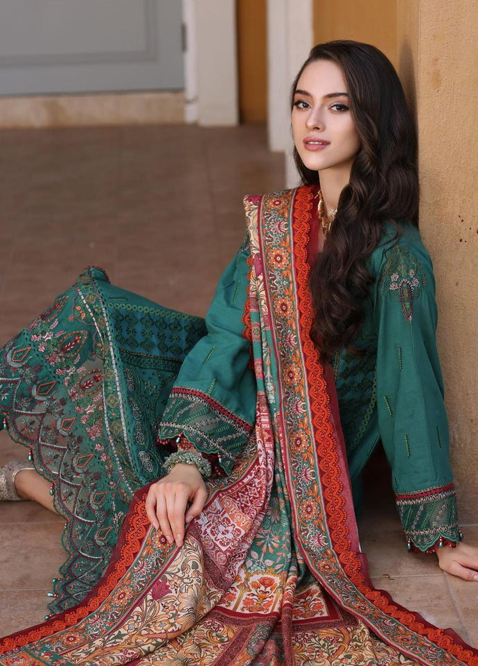 Noor By Saadia Asad Embroidered Linen Suits Unstitched 3 Piece D8 - Winter Collection