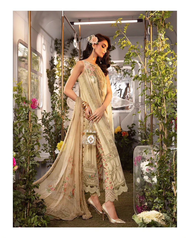 Maria.B M.Prints Unstitched Embroidered Lawn 3Pc Suit MPT-2104-A-Summer Collection