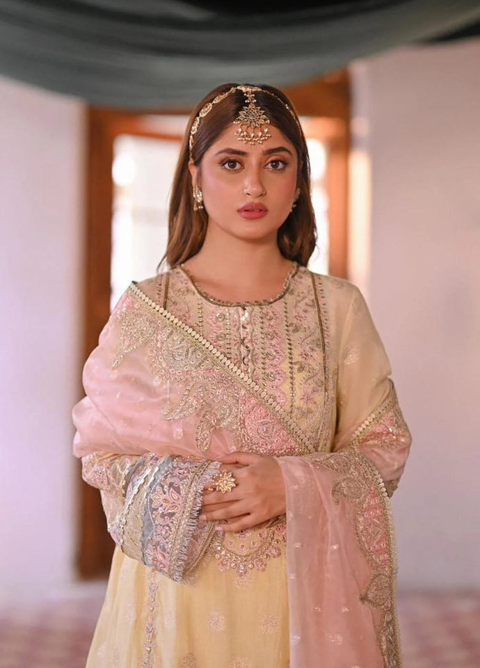 Qalamkar Sahiba  Embroidered Suits Unstitched 3 Piece SF-02 MANHA Wedding Collection