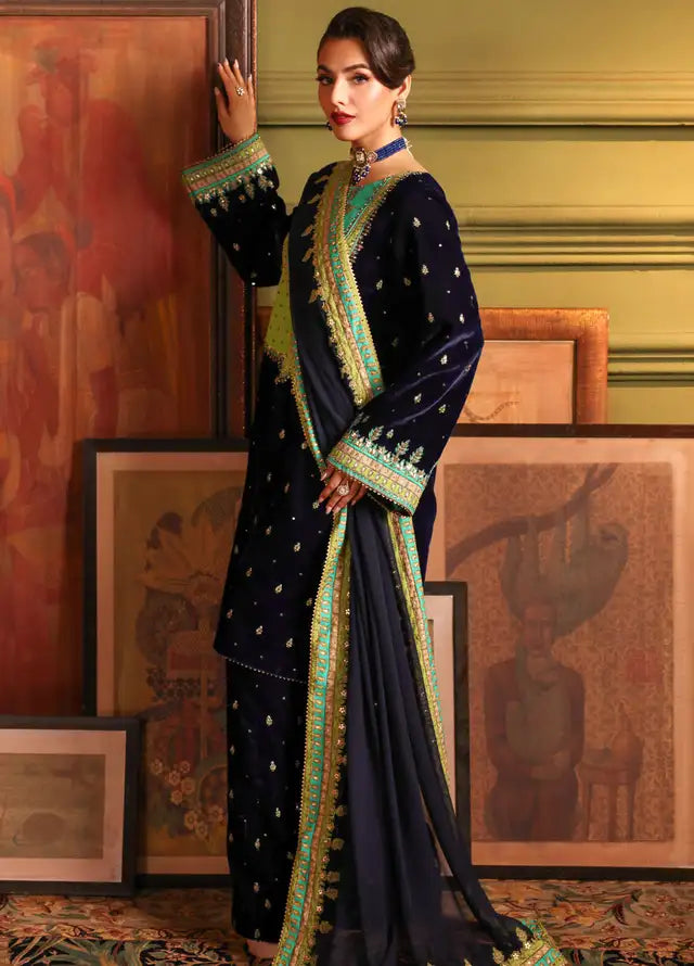 Signora by Charizma Embroidered Velvet Suits Unstitched 3 Piece  CVT4-15 -