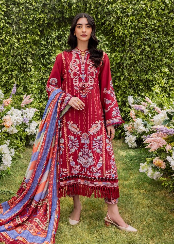 Siraa By Sadaf Fawad Khan Embroidered Lawn Suits Unstitched 3 Piece SDF24 Suzani (B)- Luxury Collection