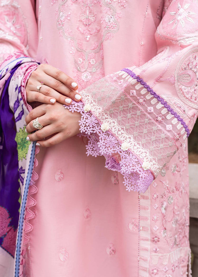 Siraa By Sadaf Fawad Khan Embroidered Lawn Suits Unstitched 3 Piece SDF24 Gina (A) - Luxury Collection